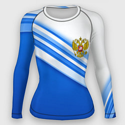 Рашгард женский Россия: голубая волна, цвет: 3D-принт