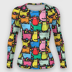 Рашгард женский Разноцветные котики, цвет: 3D-принт