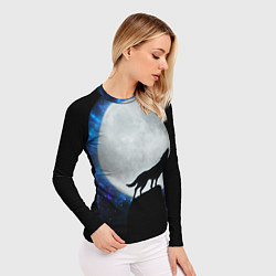 Рашгард женский Волк воющий на луну, цвет: 3D-принт — фото 2