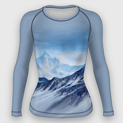 Рашгард женский Серо-голубые горы, цвет: 3D-принт