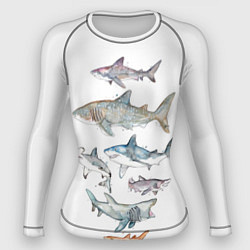 Рашгард женский Акулы, цвет: 3D-принт