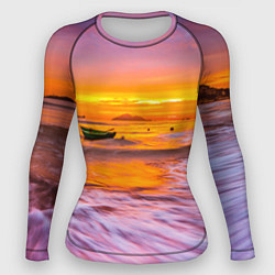 Рашгард женский Закат на пляже, цвет: 3D-принт