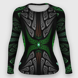 Рашгард женский Серо-Зеленые Узоры, цвет: 3D-принт