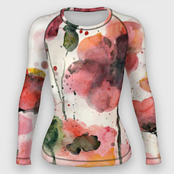 Рашгард женский Акварельные маки,брызги краски, цвет: 3D-принт