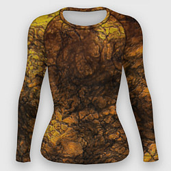 Рашгард женский Желто-черная текстура камня, цвет: 3D-принт