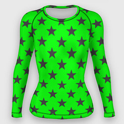 Рашгард женский Звездный фон зеленый, цвет: 3D-принт