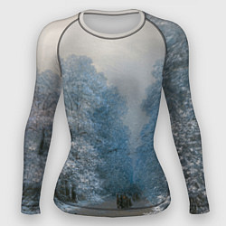 Рашгард женский Зимний пейзаж картина маслом, цвет: 3D-принт