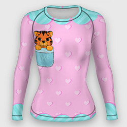 Рашгард женский Маленький тигр в кармане, цвет: 3D-принт