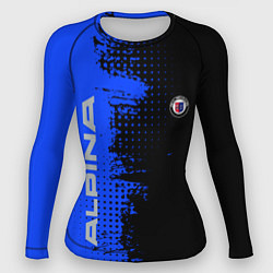 Рашгард женский Alpina Blue and Black, цвет: 3D-принт