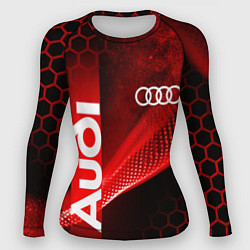 Рашгард женский AUDI АУДИ SPORT СПОРТ RED AND BLACK, цвет: 3D-принт