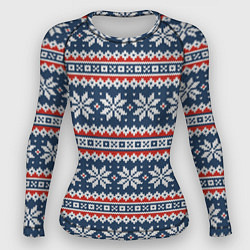 Рашгард женский Knitted Christmas Pattern, цвет: 3D-принт