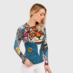 Рашгард женский Стикербомбинг с тигром, цвет: 3D-принт — фото 2