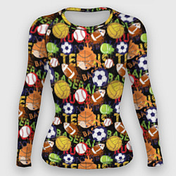 Рашгард женский Разные Спортивные Мячи, цвет: 3D-принт