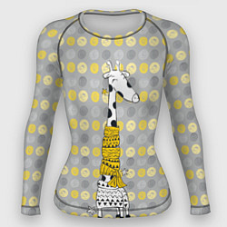 Рашгард женский Милая жирафа в шарфе, цвет: 3D-принт