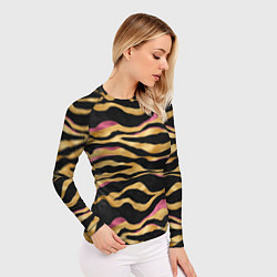 Рашгард женский Тигровый окрас Gold Pink, цвет: 3D-принт — фото 2