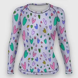 Рашгард женский Сиреневые сердечки, цвет: 3D-принт