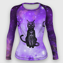 Рашгард женский Космическая черная кошка, цвет: 3D-принт