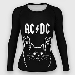 Рашгард женский AC DC, Рок кот, цвет: 3D-принт