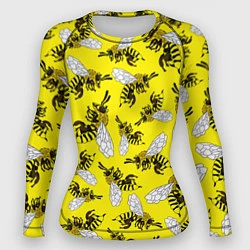 Рашгард женский Пчелы на желтом, цвет: 3D-принт
