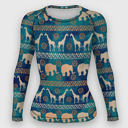 Рашгард женский Жирафы и слоны, цвет: 3D-принт