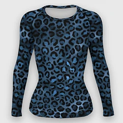 Рашгард женский Синяя леопардовая шкура, цвет: 3D-принт