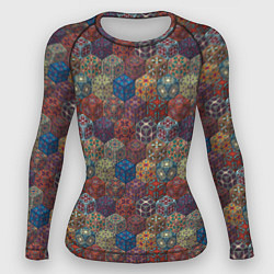 Рашгард женский Разноцветные Кубические Узоры, цвет: 3D-принт