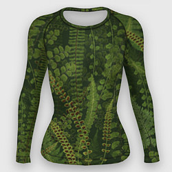 Рашгард женский Цветы Зеленые Папоротники, цвет: 3D-принт