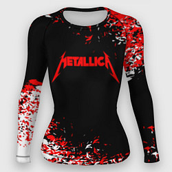 Женский рашгард Metallica текстура белая красная