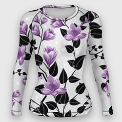 Рашгард женский Распустившиеся фиолетовые цветы, цвет: 3D-принт