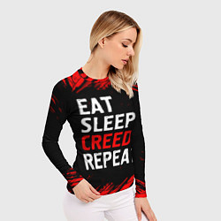 Рашгард женский Eat Sleep Creed Repeat - Краски, цвет: 3D-принт — фото 2