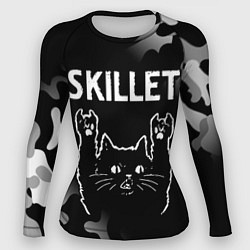 Рашгард женский Группа Skillet и Рок Кот, цвет: 3D-принт