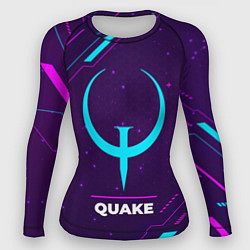 Женский рашгард Символ Quake в неоновых цветах на темном фоне