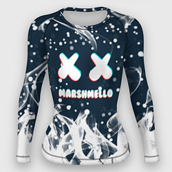 Рашгард женский Marshmello белый огонь, цвет: 3D-принт