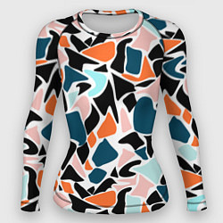 Рашгард женский Абстрактный современный разноцветный узор в оранже, цвет: 3D-принт