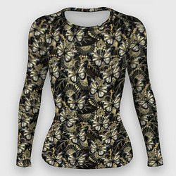 Рашгард женский Бабочки black gold, цвет: 3D-принт