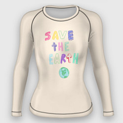 Женский рашгард Save the earth на бежевом фоне