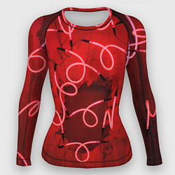 Рашгард женский Неоновые закрученные фонари - Красный, цвет: 3D-принт