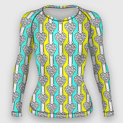 Рашгард женский Striped multicolored pattern with hearts, цвет: 3D-принт