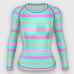 Женский рашгард Pink turquoise stripes horizontal Полосатый узор