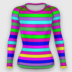 Рашгард женский Multicolored neon bright stripes, цвет: 3D-принт