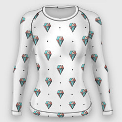 Рашгард женский Разноцветные Бриллианты На Белом Фоне, цвет: 3D-принт