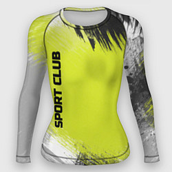 Рашгард женский Sports club gray green pattern, цвет: 3D-принт