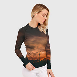 Рашгард женский Закатное небо и природа - Оранжевый, цвет: 3D-принт — фото 2