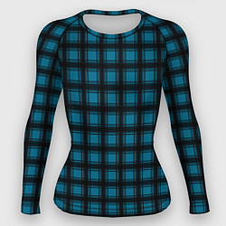 Рашгард женский Black and blue plaid, цвет: 3D-принт