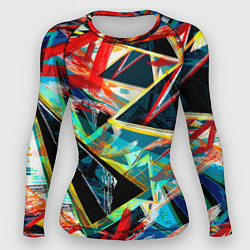 Рашгард женский Яркий абстрактный узор с неоновыми штрихами, цвет: 3D-принт