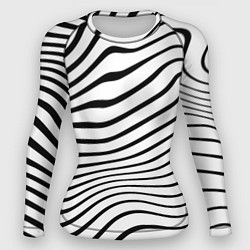 Женский рашгард Волновой линейный растр - зебра