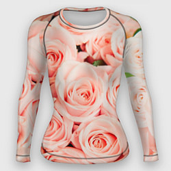 Рашгард женский Нежно - розовые Розы, цвет: 3D-принт