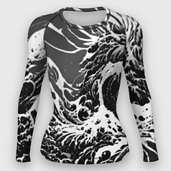 Рашгард женский Черно-белые волны, цвет: 3D-принт