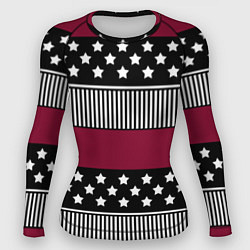 Женский рашгард Burgundy black striped pattern