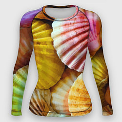 Рашгард женский Разноцветные створки океанских раковин, цвет: 3D-принт